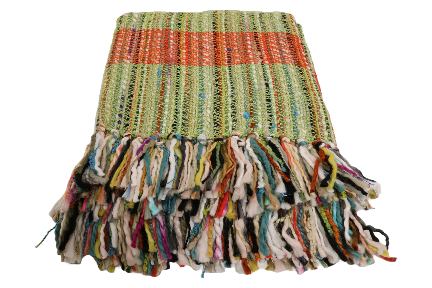 Handcrafted Wool & Cotton Throw Blanket Verdant Ember