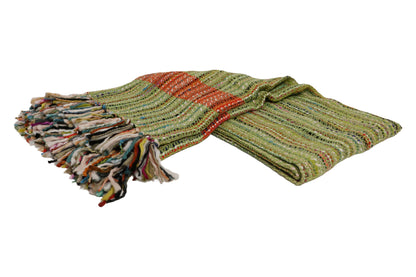 Handcrafted Wool & Cotton Throw Blanket Verdant Ember
