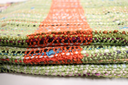 Handcrafted Wool & Cotton Throw Blanket Verdant Ember