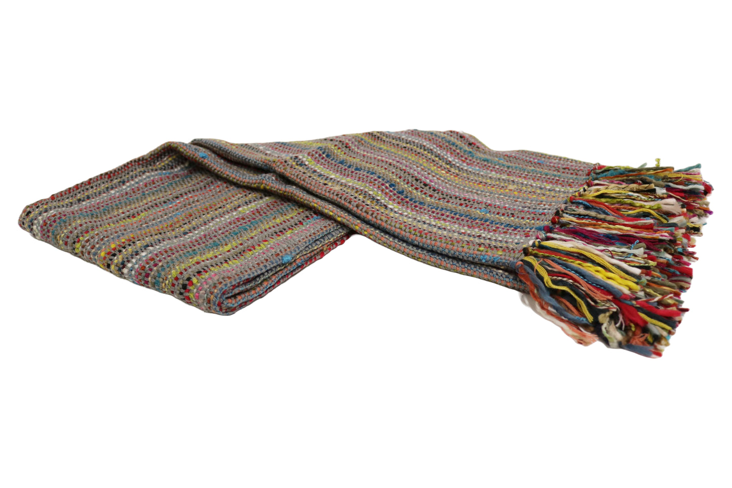 Handcrafted Wool & Cotton Throw Blanket Dark Gray