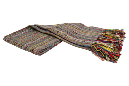 Handcrafted Wool & Cotton Throw Blanket Dark Gray