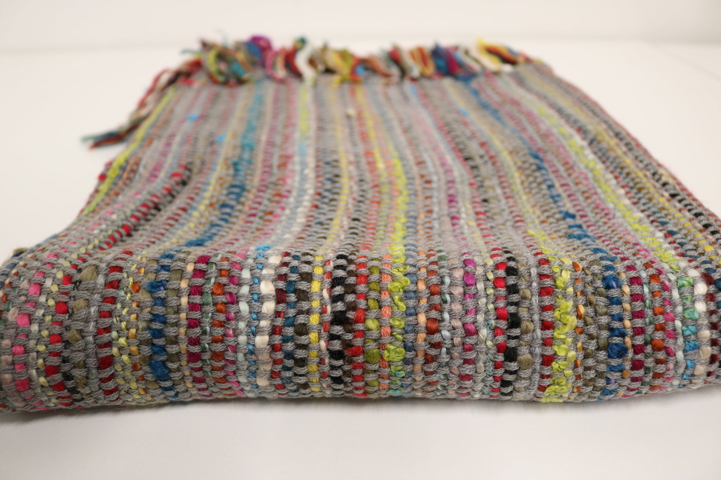 Handcrafted Wool & Cotton Throw Blanket Dark Gray