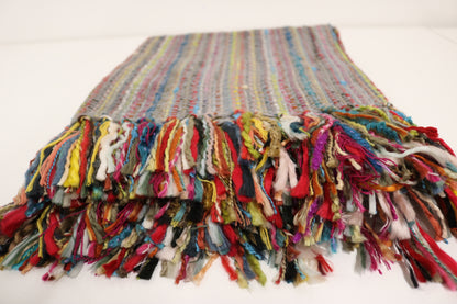 Handcrafted Wool & Cotton Throw Blanket Dark Gray