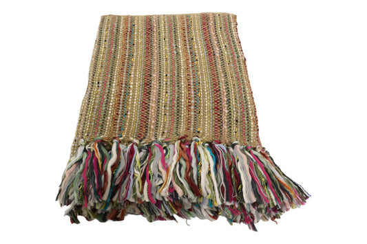 Handcrafted Wool & Cotton Throw Blanket Garden Weave