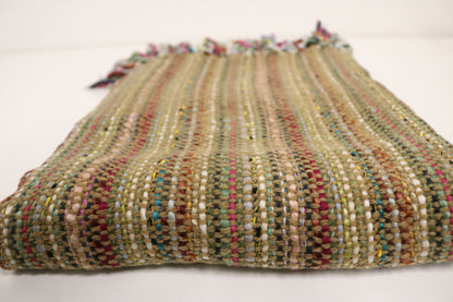 Handcrafted Wool & Cotton Throw Blanket Garden Weave