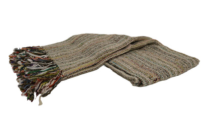 Handcrafted Wool & Cotton Throw Blanket Light Gray