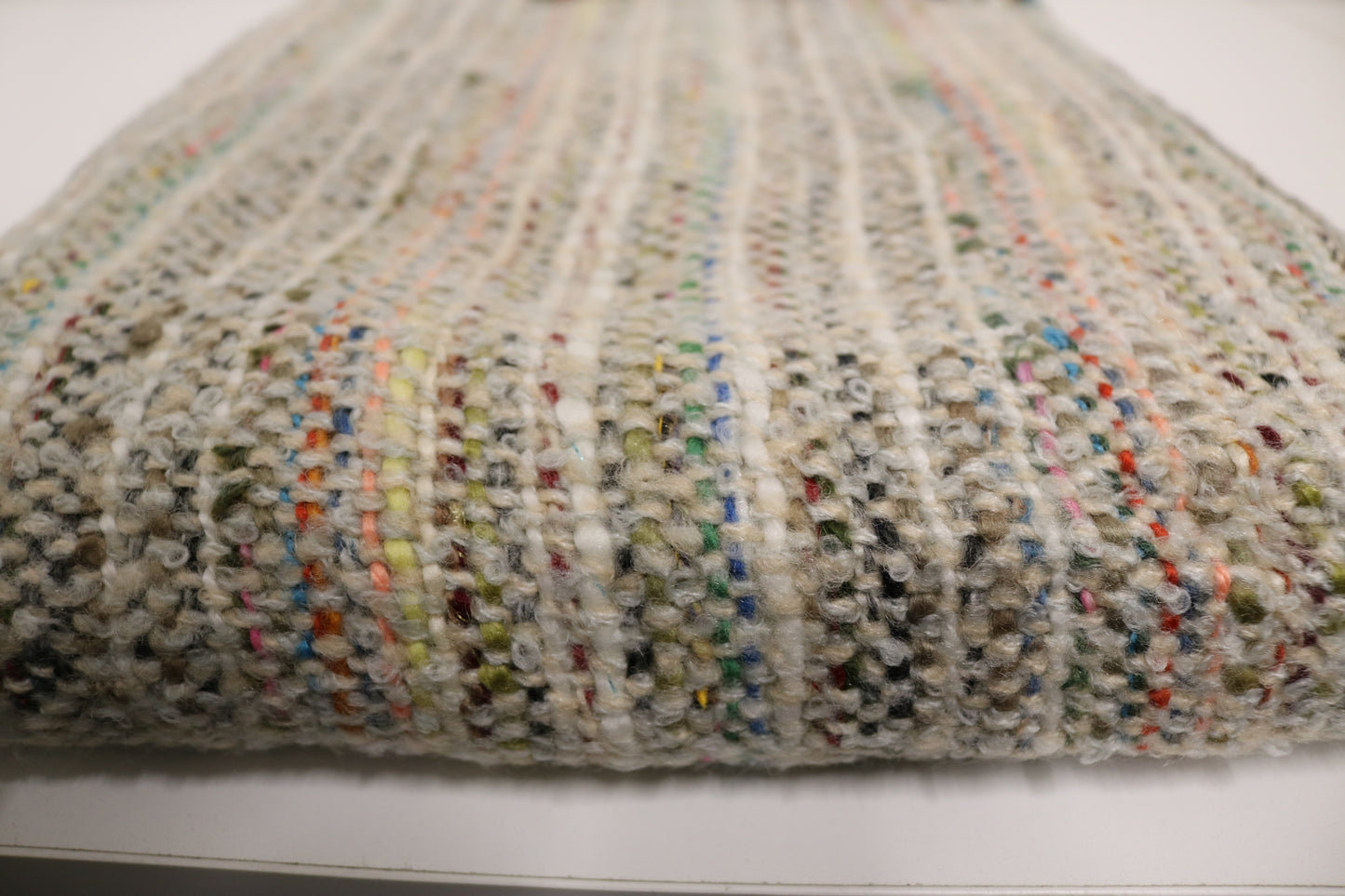 Handcrafted Wool & Cotton Throw Blanket Light Gray