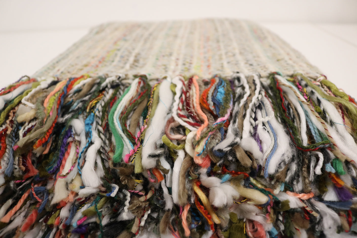 Handcrafted Wool & Cotton Throw Blanket Light Gray