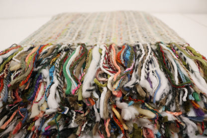 Handcrafted Wool & Cotton Throw Blanket Light Gray