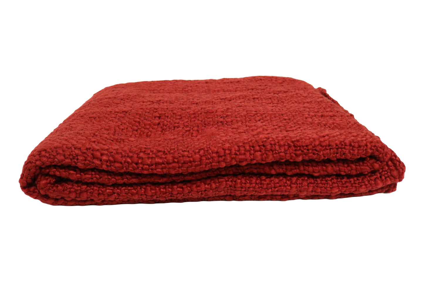 Handcrafted Wool & Cotton Throw Blanket Solid Red