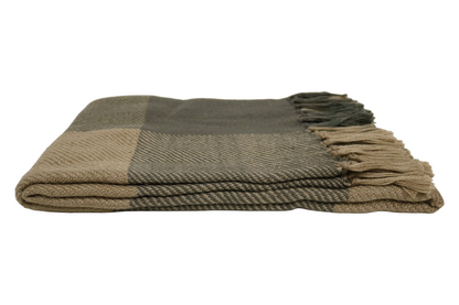 Handcrafted Wool & Cotton Throw Blanket Sage Loom
