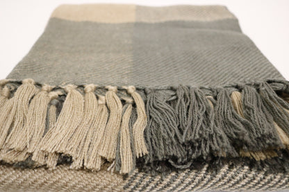 Handcrafted Wool & Cotton Throw Blanket Sage Loom