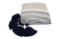 Handcrafted Wool & Cotton Throw Blanket Blue Drift