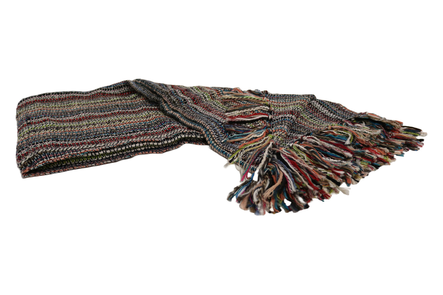 Handcrafted Wool & Cotton Throw Blanket Color Storm