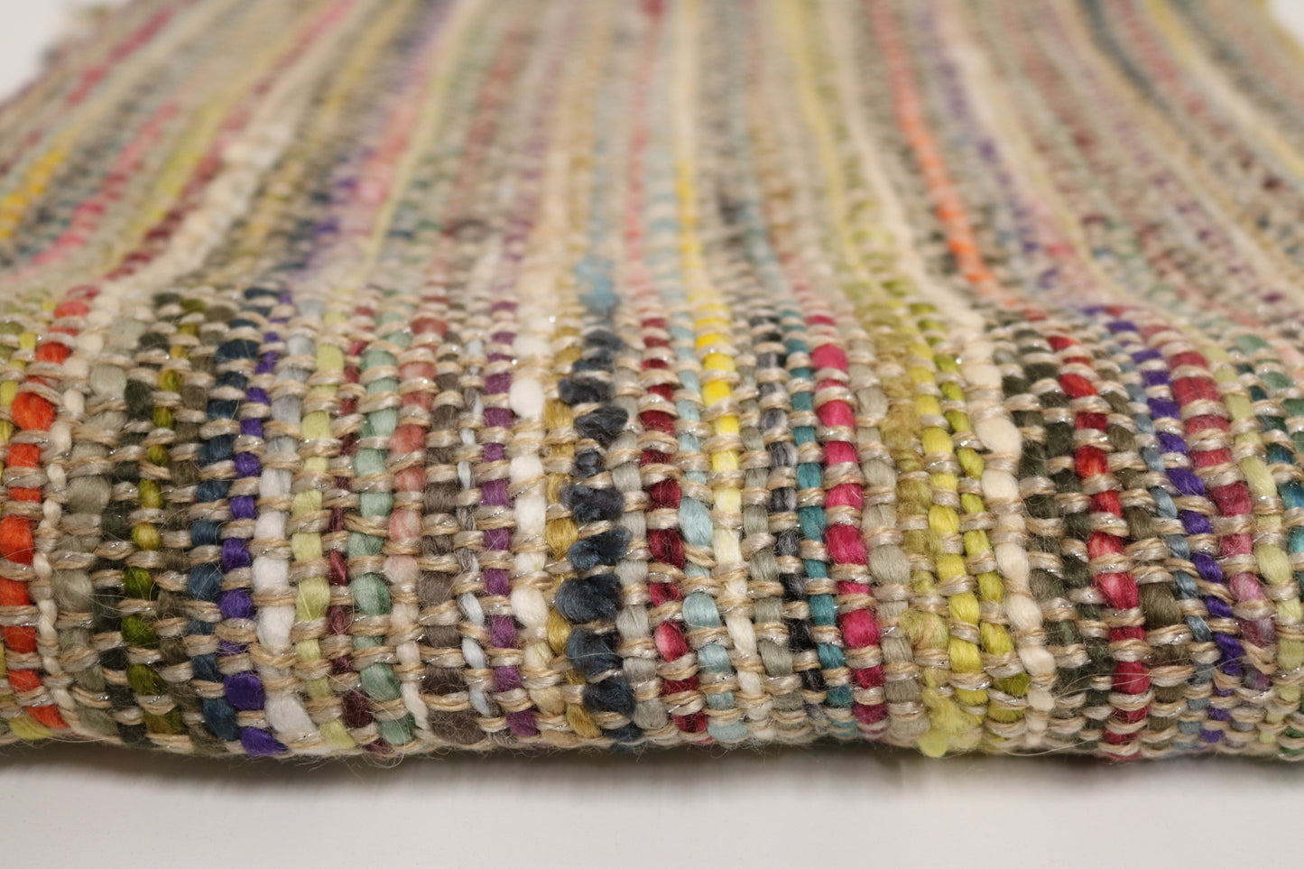 Handcrafted Wool & Cotton Throw Blanket Tan Shimmer