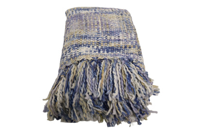 Handcrafted Wool & Cotton Throw Blanket Coastal Loom