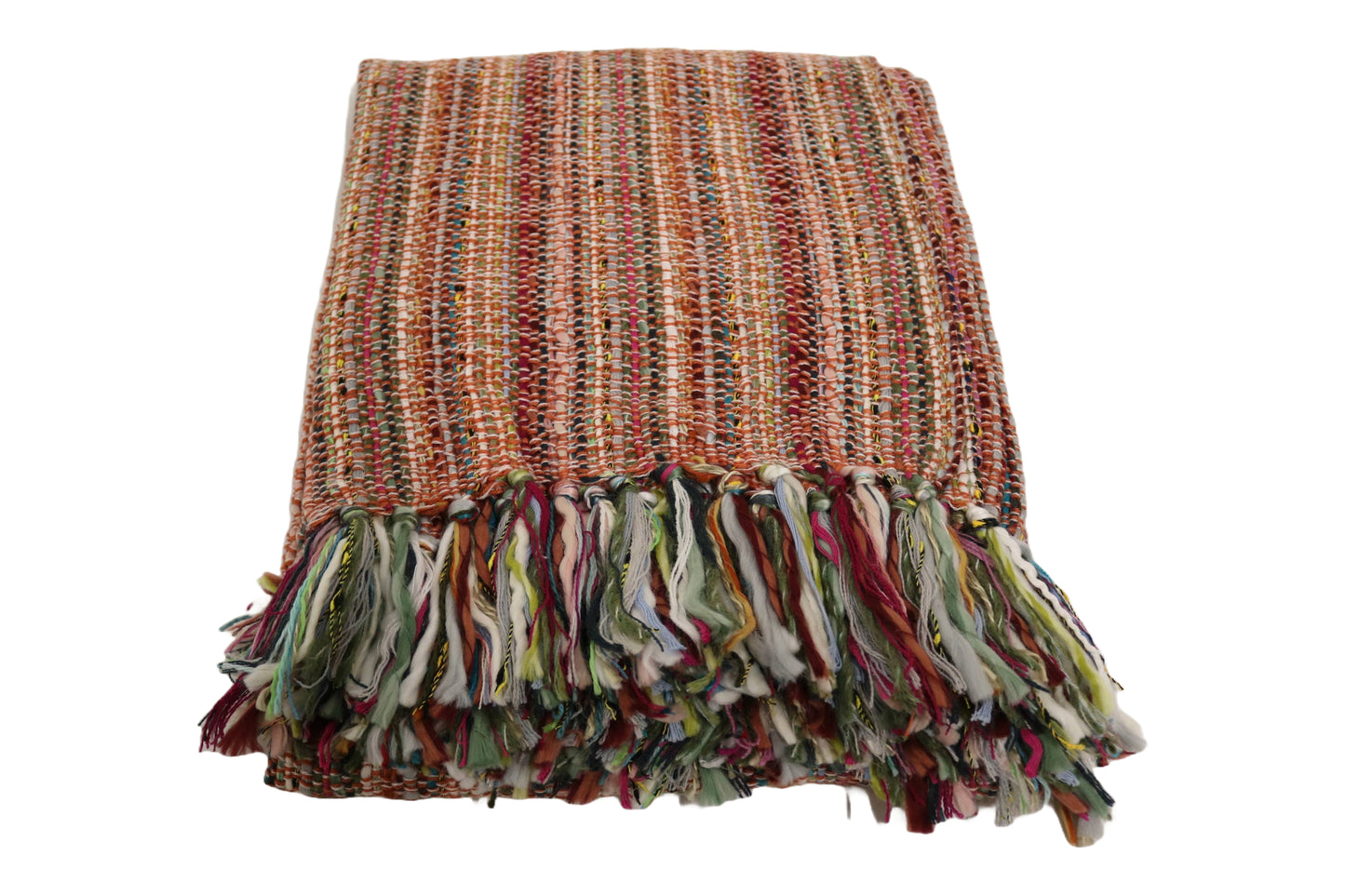 Handcrafted Wool & Cotton Throw Blanket Ember Bloom