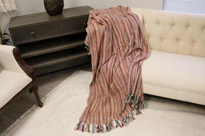 Handcrafted Wool & Cotton Throw Blanket Ember Bloom