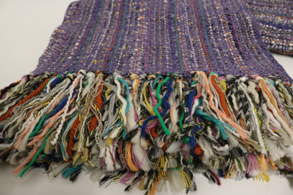 Handcrafted Wool & Cotton Throw Blanket Light Purple