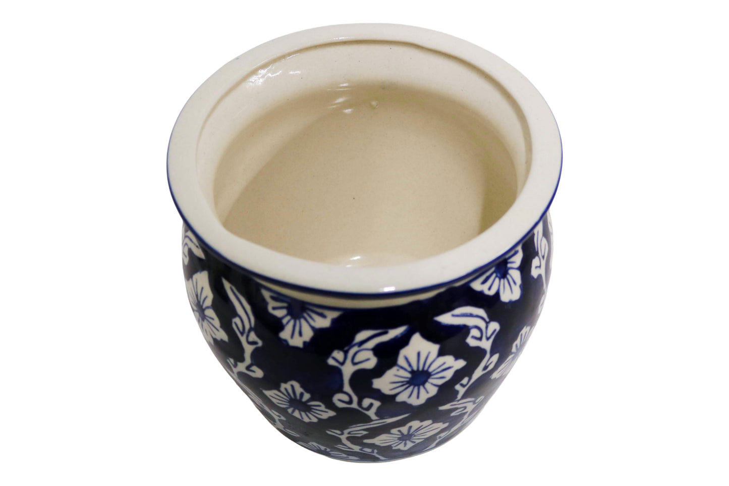 Ceramic Medium Planter Blue/White