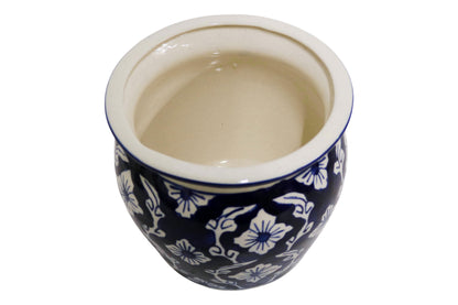 Ceramic Medium Planter Blue/White