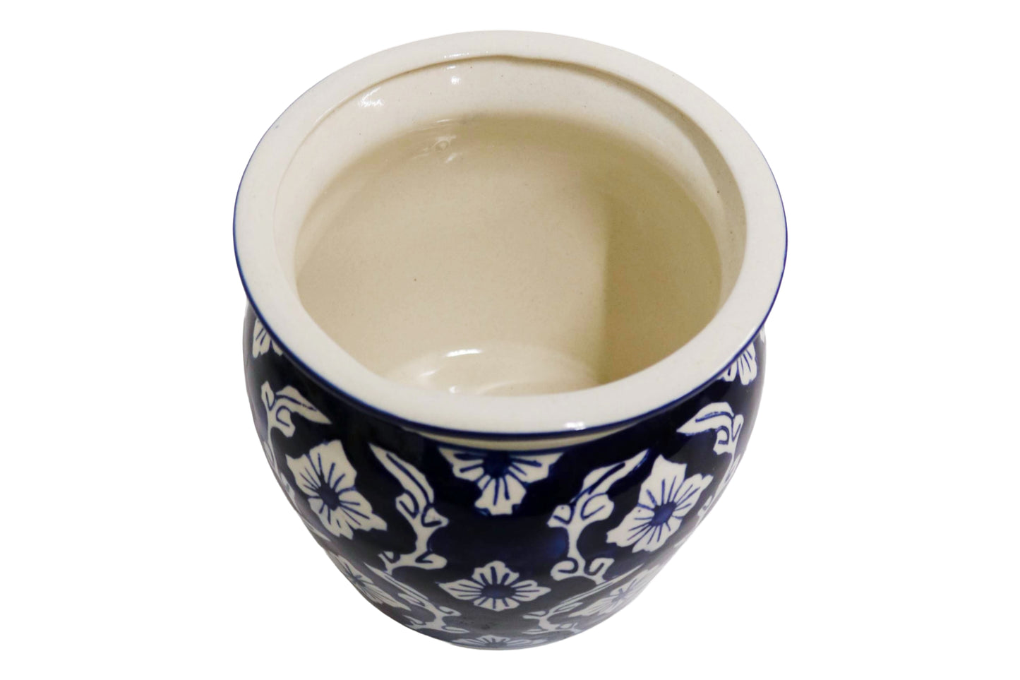 Ceramic Medium Planter Blue/White