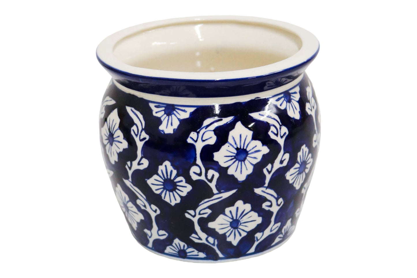 Ceramic Medium Planter Blue/White