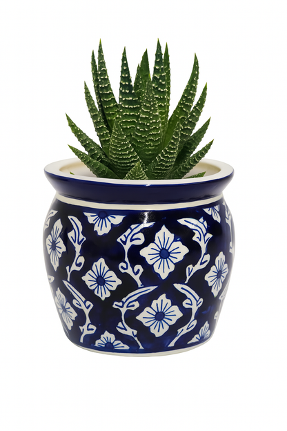 Ceramic Medium Planter Blue/White