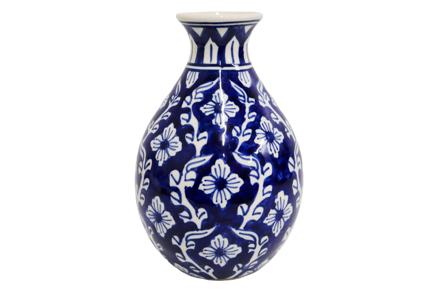 Ceramic Bottle Vase Blue/White