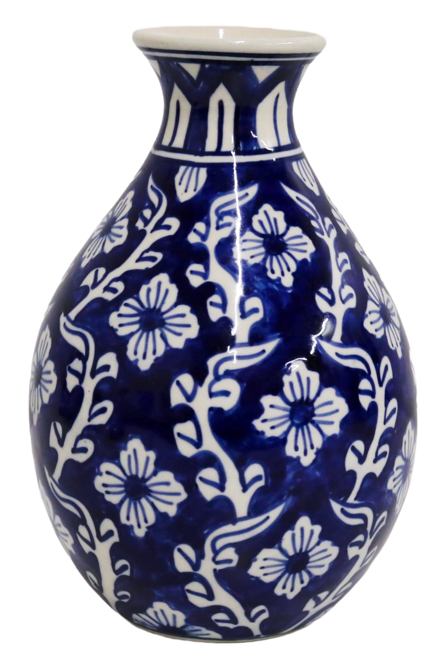 Ceramic Bottle Vase Blue/White