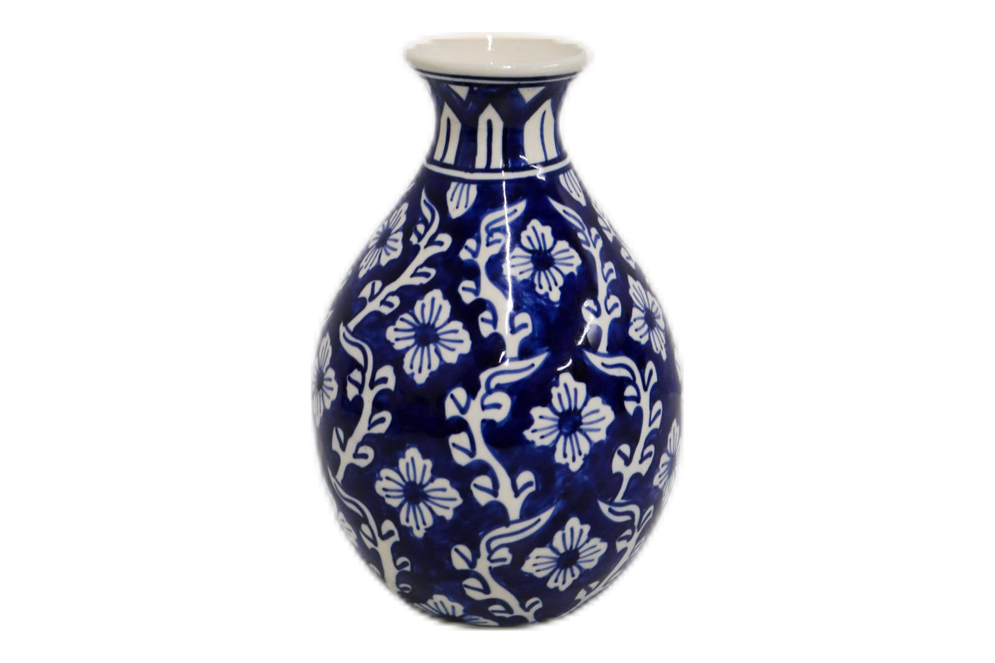 Ceramic Bottle Vase Blue/White