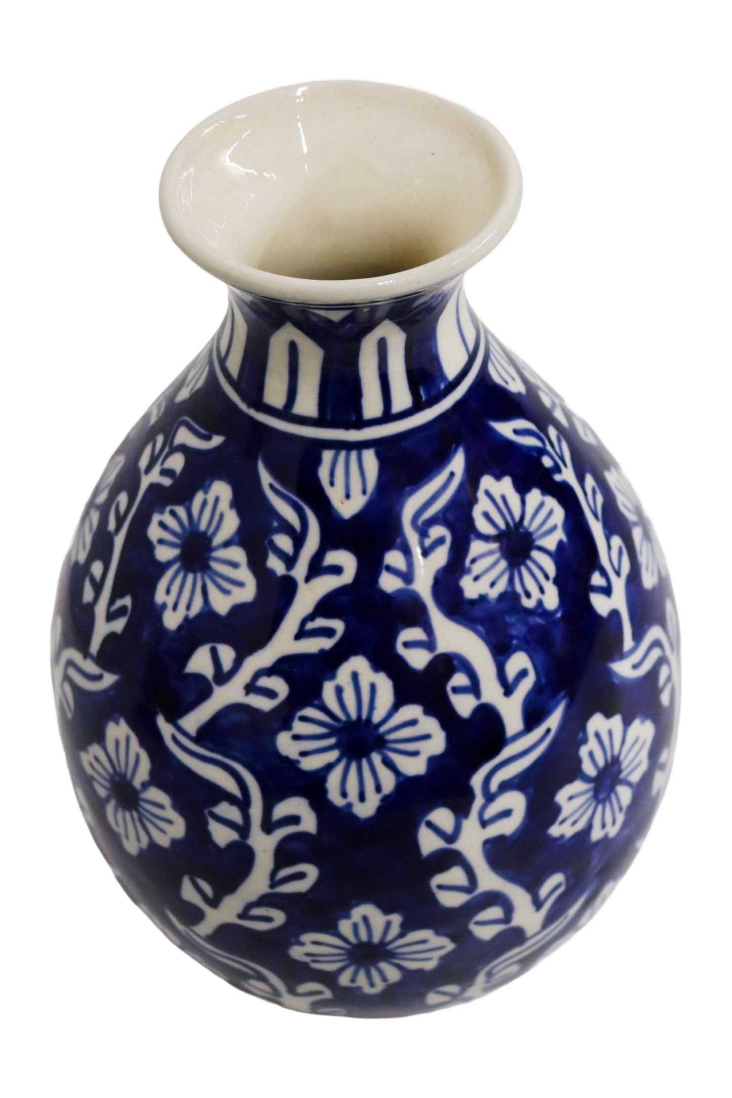 Ceramic Bottle Vase Blue/White
