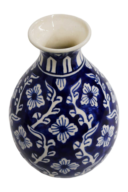 Ceramic Bottle Vase Blue/White