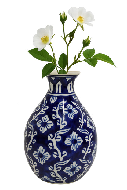 Ceramic Bottle Vase Blue/White