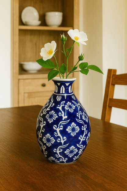 Ceramic Bottle Vase Blue/White