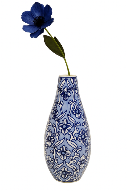 Ceramic Slim Vase Light Blue