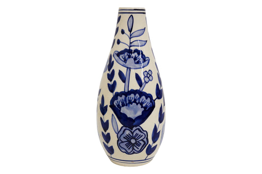 Ceramic Slim Vase White/Blue
