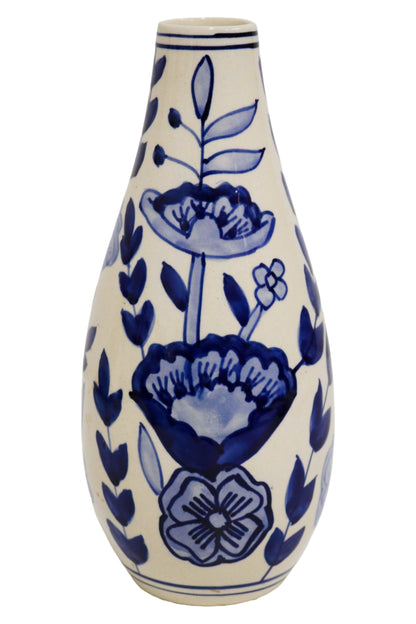 Ceramic Slim Vase White/Blue