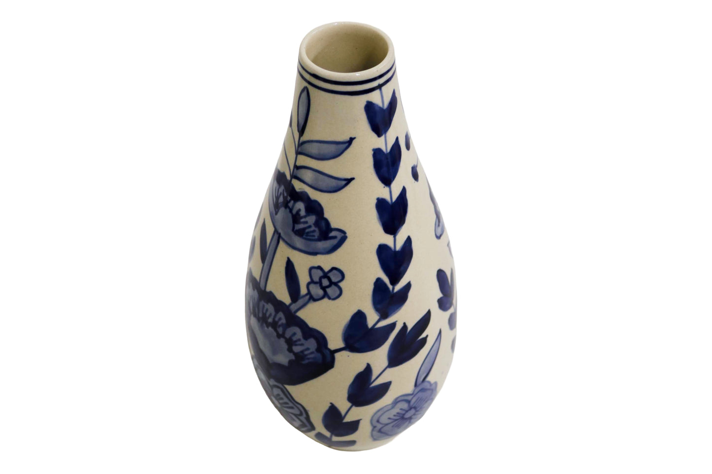 Ceramic Slim Vase White/Blue