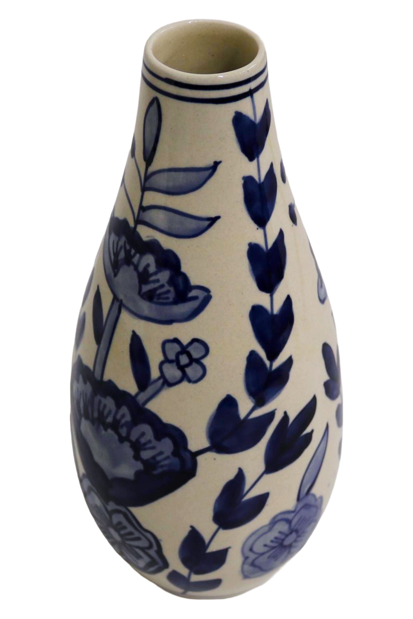 Ceramic Slim Vase White/Blue