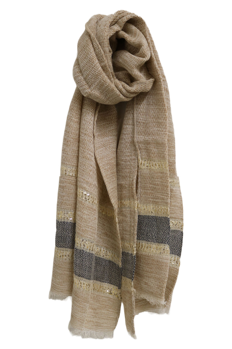 Home&Manor 100% Cotton and Polyester Scarf, Wrap, Throw, Shawl