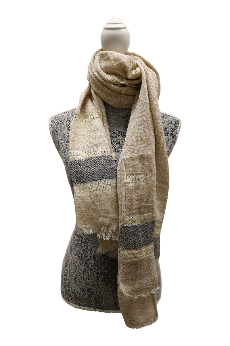 Home&Manor 100% Cotton and Polyester Scarf, Wrap, Throw, Shawl