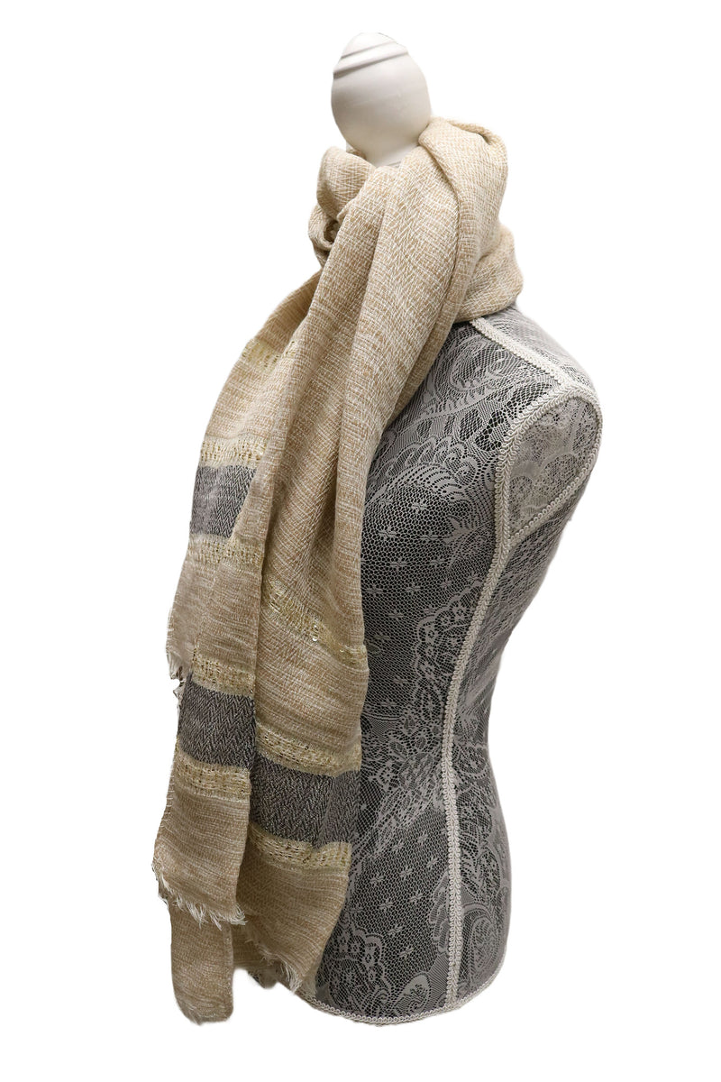 Home&Manor 100% Cotton and Polyester Scarf, Wrap, Throw, Shawl