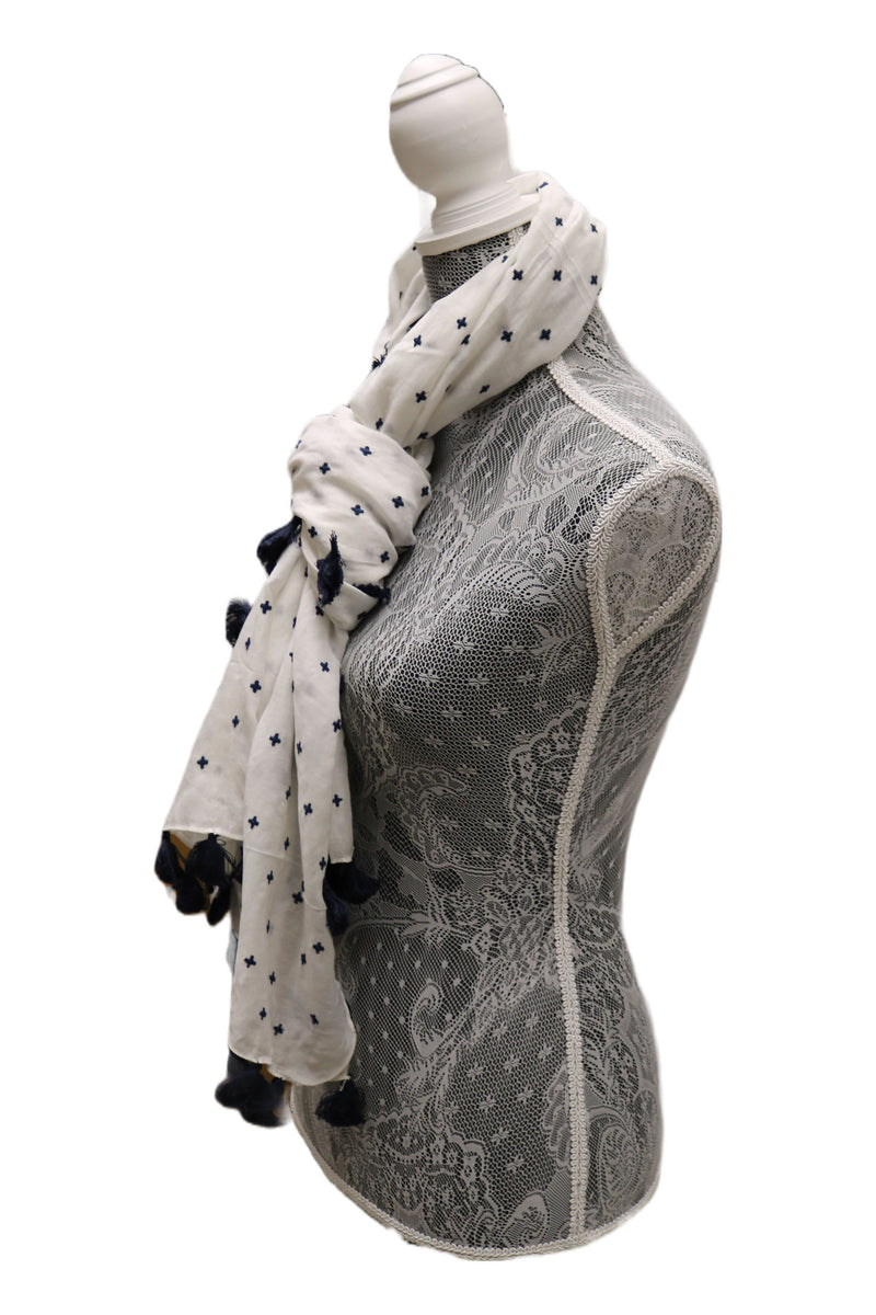 Home&Manor 100% Cotton and Polyester Scarf, Wrap, Throw, Shawl