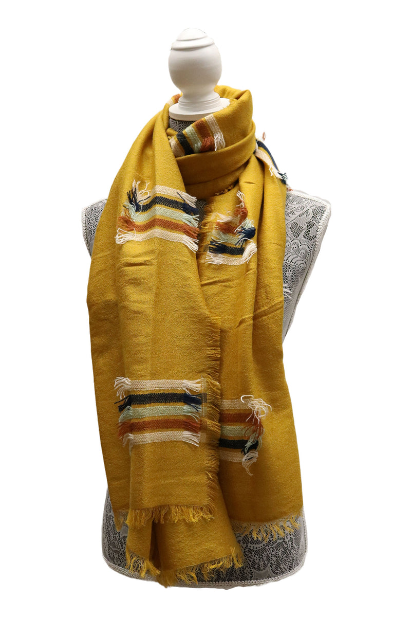 Home&Manor 100% Cotton and Polyester Scarf, Wrap, Throw, Shawl