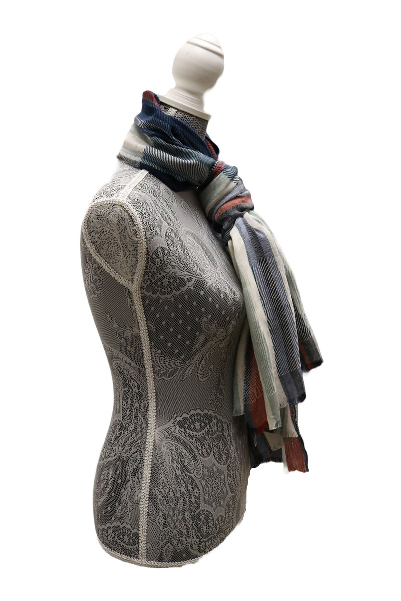 Home&Manor 100% Cotton and Polyester Scarf, Wrap, Throw, Shawl