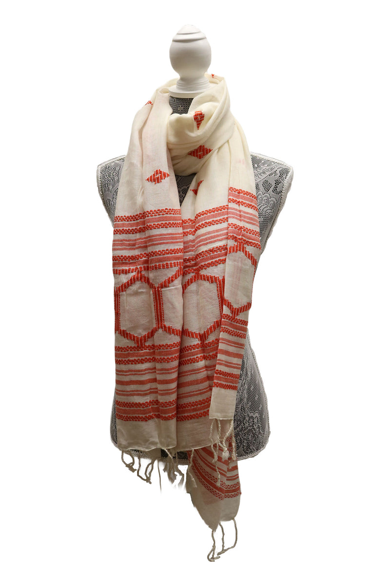 Home&Manor 100% Cotton and Polyester Scarf, Wrap, Throw, Shawl