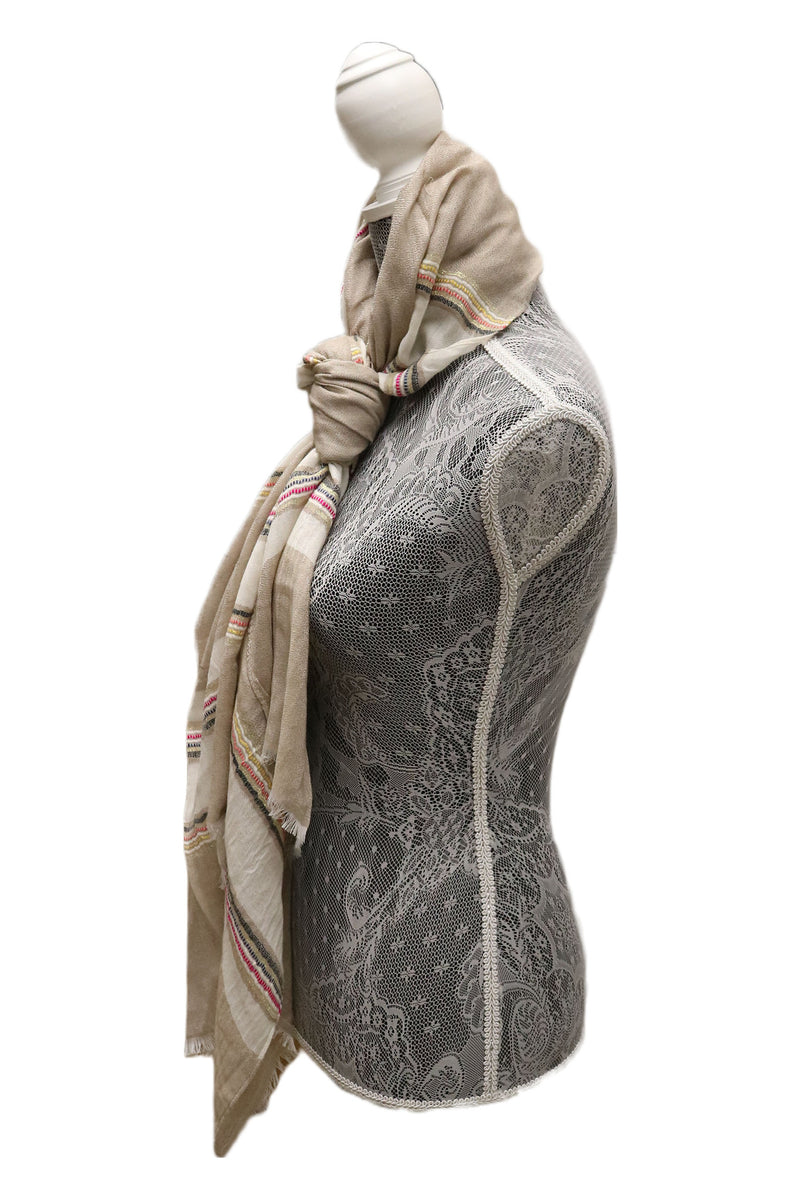 Home&Manor 100% Cotton and Polyester Scarf, Wrap, Throw, Shawl