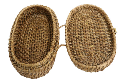 Home&Manor 10" Oval Wicker Lidded Box