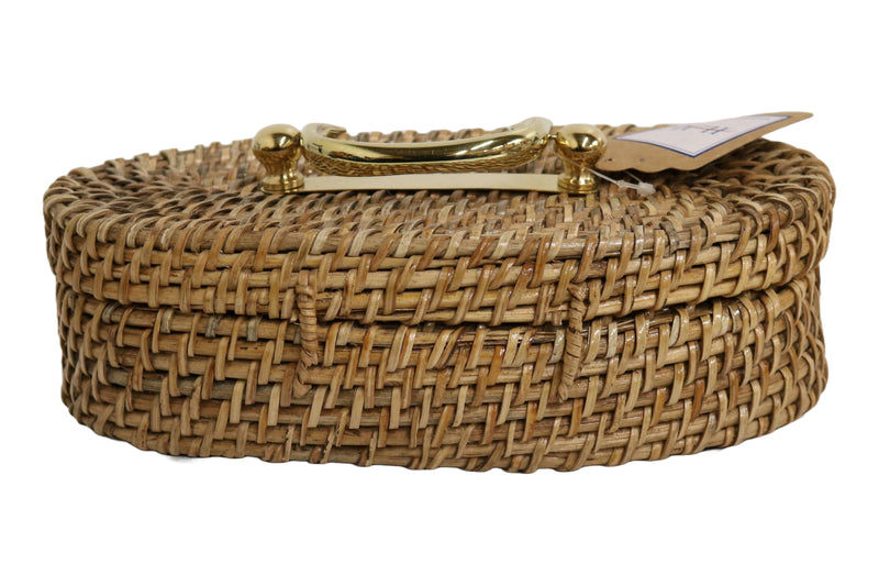 Home&Manor 10" Oval Wicker Lidded Box